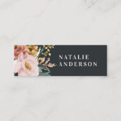 Moderne Aquarellfarben, Blumen und Blätter elegant Mini Visitenkarte (Vorderseite)