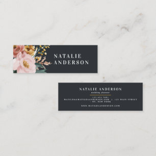 Moderne Aquarellfarben, Blumen und Blätter elegant Mini Visitenkarte