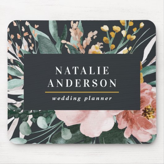 Moderne Aquarellfarben, Blumen und Blätter elegant Mousepad (Vorne)