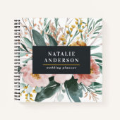 Moderne Aquarellfarben, Blumen und Blätter elegant Notizblock (Vorderseite)