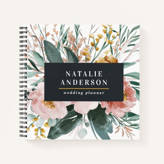 Moderne Aquarellfarben, Blumen und Blätter elegant Notizblock (Vorderseite)
