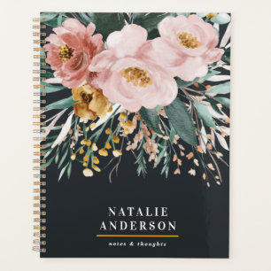 Moderne Aquarellfarben, Blumen und Blätter elegant Planer