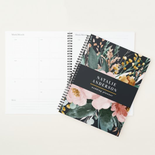 Moderne Aquarellfarben, Blumen und Blätter elegant Planer (Anzeige)