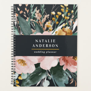 Moderne Aquarellfarben, Blumen und Blätter elegant Planer