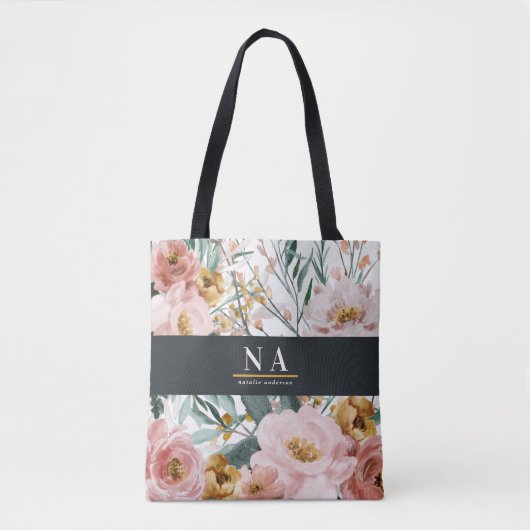 Moderne Aquarellfarben, Blumen und Blätter elegant Tasche (Vorderseite)