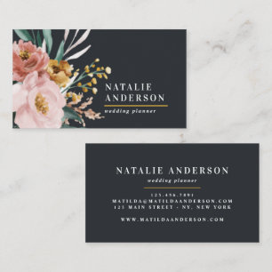 Moderne Aquarellfarben, Blumen und Blätter elegant Visitenkarte