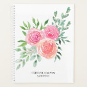 Moderne Aquarellfarben Blumengrün Planer (Vorderseite)