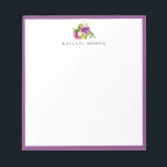 Moderne Aquarellfarben-Blumenkaskade Lila Notizblock<br><div class="desc">Modernes und elegantes Aquarell lila Blumenstrauß Logo Design mit Cassis lila Rahmen,  personalisiert mit Namen,  Notizblock. Text Schriftart Stil und Farbe können angepasst werden.</div>