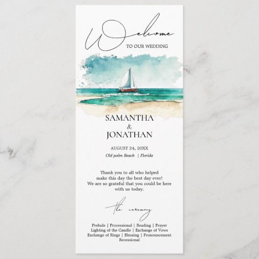 Moderne Aquarellfarben, einfach blaue Ozeane Kreuz Programm (Vorderseite)