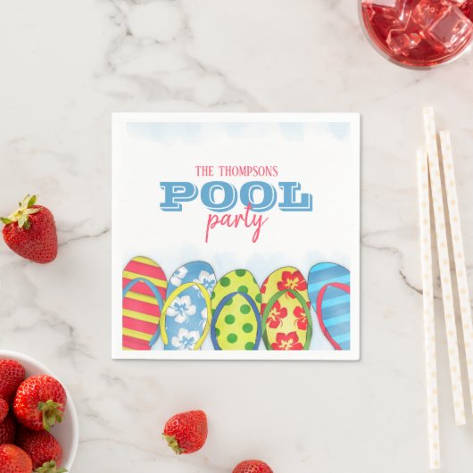 Moderne Aquarellfarben Einfache Pool-Party Flip Fl Serviette (Beispiel)