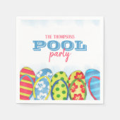 Moderne Aquarellfarben Einfache Pool-Party Flip Fl Serviette (Vorderseite)