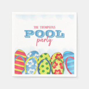 Moderne Aquarellfarben Einfache Pool-Party Flip Fl Serviette