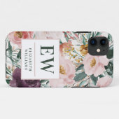 Moderne Aquarellfarben-elegante Monogramm Case-Mate iPhone Hülle (Rückseite (Horizontal))