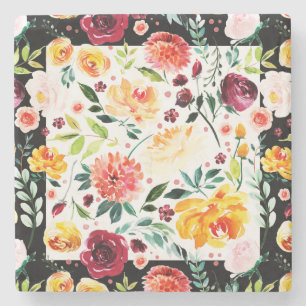 Moderne Aquarellfarben, farbige Blume Steinuntersetzer