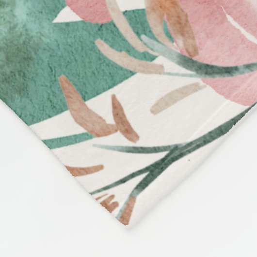 Moderne Aquarellfarben floral elegante Monogramm R Fleecedecke (Ecke)