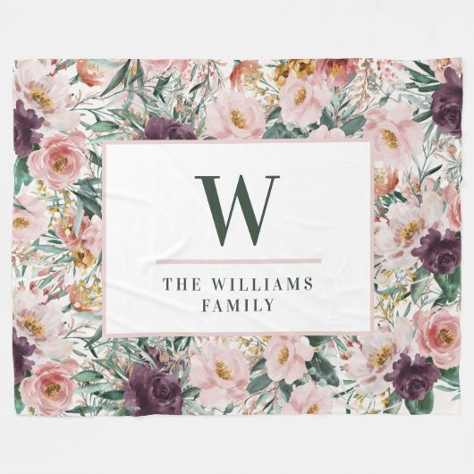 Moderne Aquarellfarben florelegant Fleecedecke (Vorderseite (Horizontal))