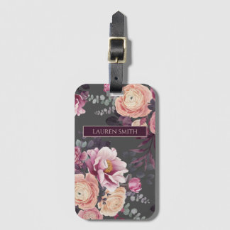 Moderne Aquarellfarben floriert elegant personalis Gepäckanhänger