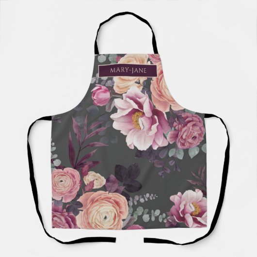 Moderne Aquarellfarben floriert elegant personalis Schürze (Vorderseite)