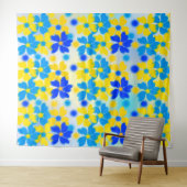 Moderne Aquarellfarben Gelb und Blautönen Tapisser Wandteppich (Beispiel (Horizontal))