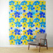 Moderne Aquarellfarben Gelb und Blautönen Tapisser Wandteppich (Beispiel)