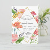 Moderne Aquarellfarben Geometrische Blume Einladung (Stehend Vorderseite)