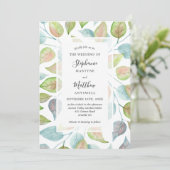 Moderne Aquarellfarben gestrichene Blätter Foliage Einladung (Stehend Vorderseite)