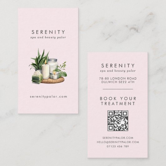 Moderne Aquarellfarben-Illustration - QR-Code-Well Visitenkarte (Vorne/Hinten)