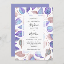 Moderne Aquarellfarben Lila Blätter Foliage Hochze