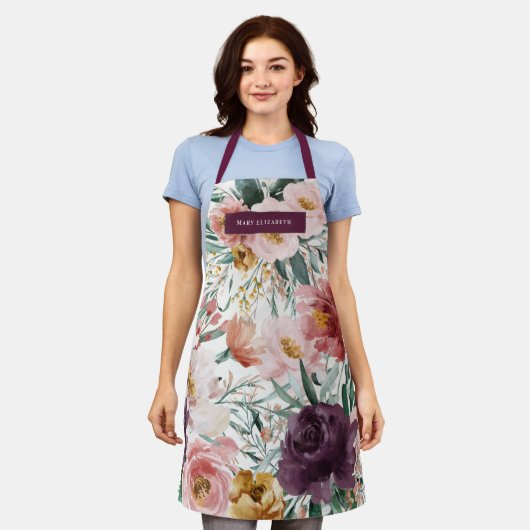 Moderne Aquarellfarben lila elegant Schürze (Getragen)