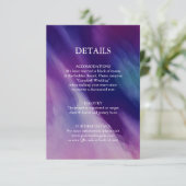 Moderne Aquarellfarben Lila Navy Blue Wedding Deta Begleitkarte (Stehend Vorderseite)
