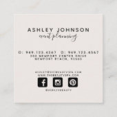 Moderne Aquarellfarben Magnolia Blush und Schwarze Quadratische Visitenkarte (Rückseite)