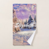 Moderne Aquarellfarben mit bunten, schneebedeckten Badhandtuch Set (Handtuch)