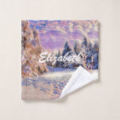 Moderne Aquarellfarben mit bunten, schneebedeckten Badhandtuch Set (Waschlappen)