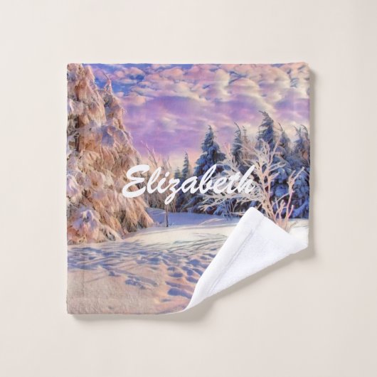 Moderne Aquarellfarben mit bunten, schneebedeckten Badhandtuch Set (Waschlappen)