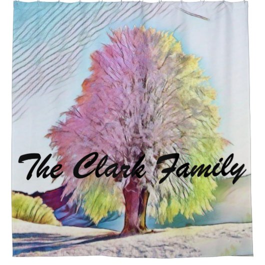 Moderne Aquarellfarben mit bunten, schneebedeckten Duschvorhang (Vorderseite)