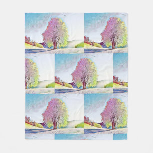 Moderne Aquarellfarben mit bunten, schneebedeckten Fleecedecke