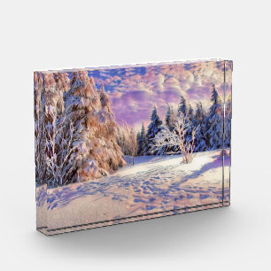 Moderne Aquarellfarben mit bunten, schneebedeckten Fotoblock