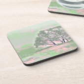 Moderne Aquarellfarben mit bunten, schneebedeckten Getränkeuntersetzer (Linke Seite)