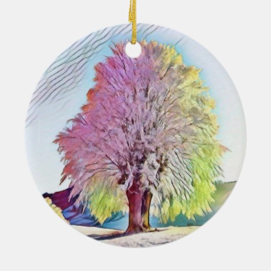 Moderne Aquarellfarben mit bunten, schneebedeckten Keramik Ornament (Hinten)