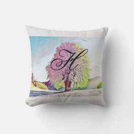Moderne Aquarellfarben mit bunten, schneebedeckten Kissen
