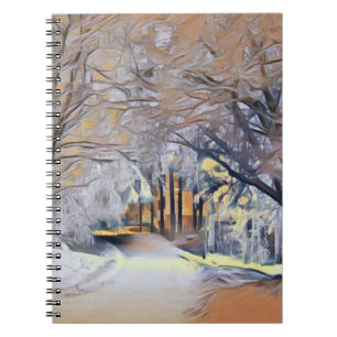 Moderne Aquarellfarben mit bunten, schneebedeckten Notizblock