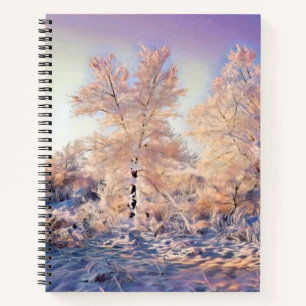 Moderne Aquarellfarben mit bunten, schneebedeckten Notizblock