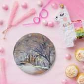 Moderne Aquarellfarben mit bunten, schneebedeckten Pappteller (Party)