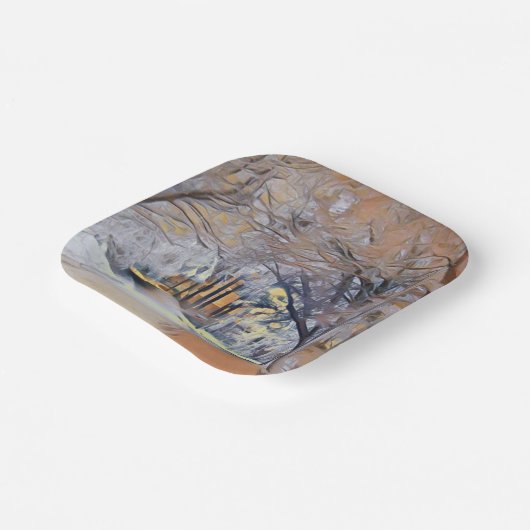 Moderne Aquarellfarben mit bunten, schneebedeckten Pappteller (Gewinkelt)