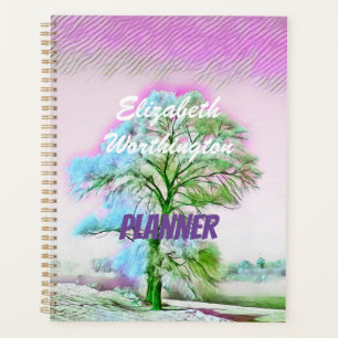 Moderne Aquarellfarben mit bunten, schneebedeckten Planer
