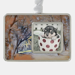 Moderne Aquarellfarben mit bunten, schneebedeckten Rahmen-Ornament Silber