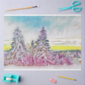 Moderne Aquarellfarben mit bunten, schneebedeckten Seidenpapier (Basteln)