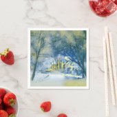 Moderne Aquarellfarben mit bunten, schneebedeckten Serviette (Beispiel)