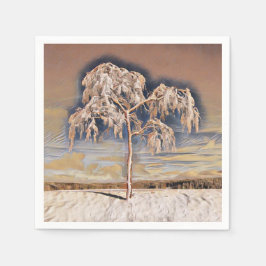 Moderne Aquarellfarben mit bunten, schneebedeckten Serviette
