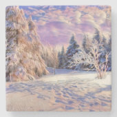 Moderne Aquarellfarben mit bunten, schneebedeckten Steinuntersetzer (Vorderseite)